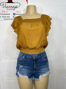 Karla Short Sleeve Mustard Top