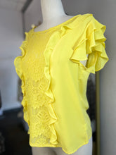 Load image into Gallery viewer, CLEARANCE Yellow Lace Short Sleeve Ruffled Top