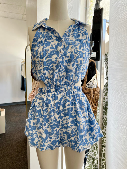 Aubrielle Light Blue Buttoned up Romper.
