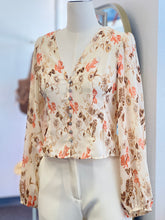 Load image into Gallery viewer, Layla Cream Zen Print V-Neck Button Down Top