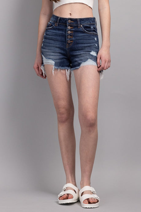 Sienna Exposed Button Down Destructed Short