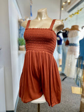 Load image into Gallery viewer, Destiny Rust Smocked Detail Flowy Romper