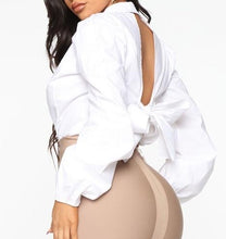 Load image into Gallery viewer, Leisha White Long Sleeve V-Neck Tied Back Bodysuit