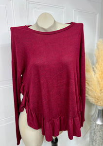 Clearance*** Rosie Red Wine Long Sleeve Sweater