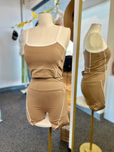 Load image into Gallery viewer, Dahlila 2 Piece Natural Yellow, Black, or Mocha White Lined Crop Top and Short Gym Set