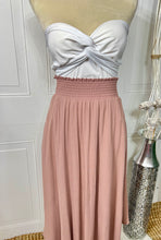 Load image into Gallery viewer, Leisha Black, Sage and Mauve Elasticized Waist Long Flowy Skirt