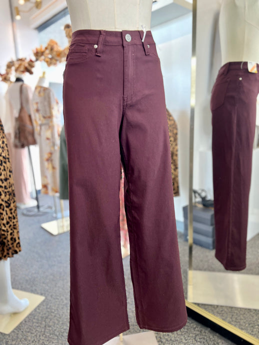 Romina Burgundy Wide Leg Button Up Jeans