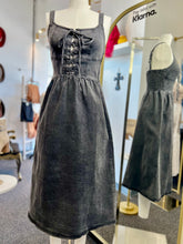 Load image into Gallery viewer, Camilla Corset Stitch Lace Up Stretchy Denim Midi Dress