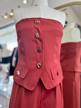 Load image into Gallery viewer, Kayla Cranberry  2Piece Pants Set Gold Detailed