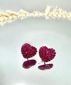 Gold or Pink Heart Post Back Earrings