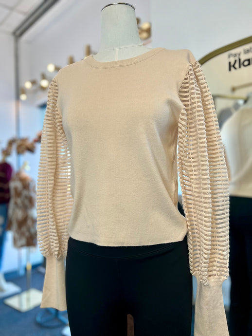 Allyson Cream Long Sleeve Ribbed Sweater