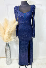 Load image into Gallery viewer, Adelay Plus Champagne Gold, Violet Purple, Emerald Green Long Sequence Dress