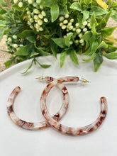 Load image into Gallery viewer, Giselle Yellow or Brown Marble Acrylic Post Back Hoops