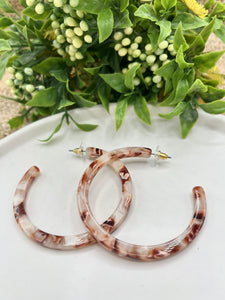 Giselle Yellow or Brown Marble Acrylic Post Back Hoops