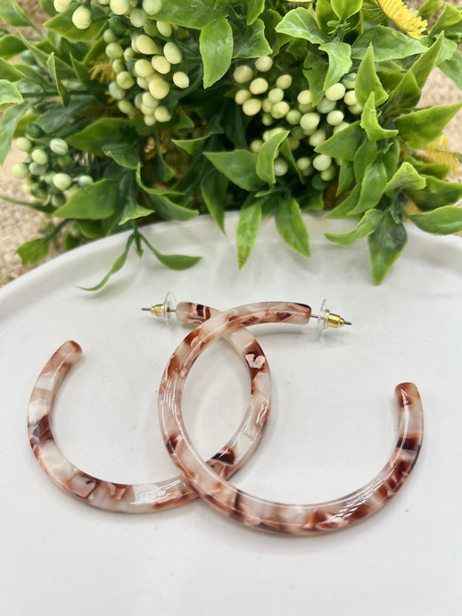 Giselle Yellow or Brown Marble Acrylic Post Back Hoops