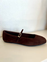 Load image into Gallery viewer, Mary Jane Brown Suede Flats
