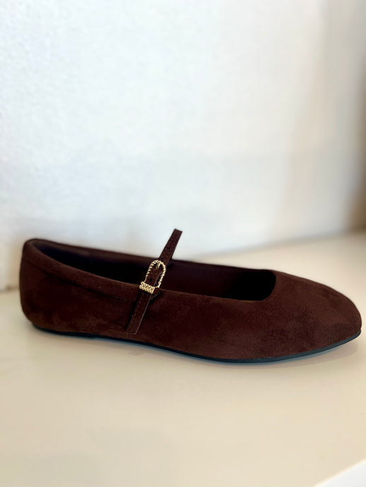 Mary Jane Brown Suede Flats