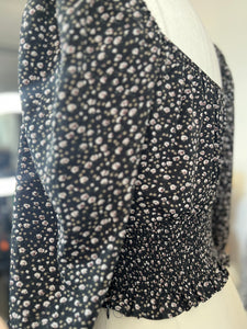 Kiara Black Ditsy Floral Print Crop