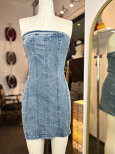Load image into Gallery viewer, Colett Denim Strapless Back Zipper Tube Mini Dress