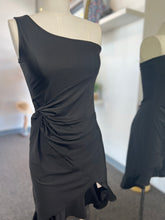 Load image into Gallery viewer, Abby Black Spaghetti Strap Off the Shoulder Midi Dress