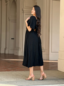 Starlene Back Bow Flutter Sleeve Dress