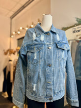 Load image into Gallery viewer, Brooklyn Plus Size Bedazzled Black Medium Wash Denim Button Up Jacket