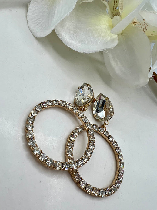 Kiara Gold Swarovski Dangle Style Hoops