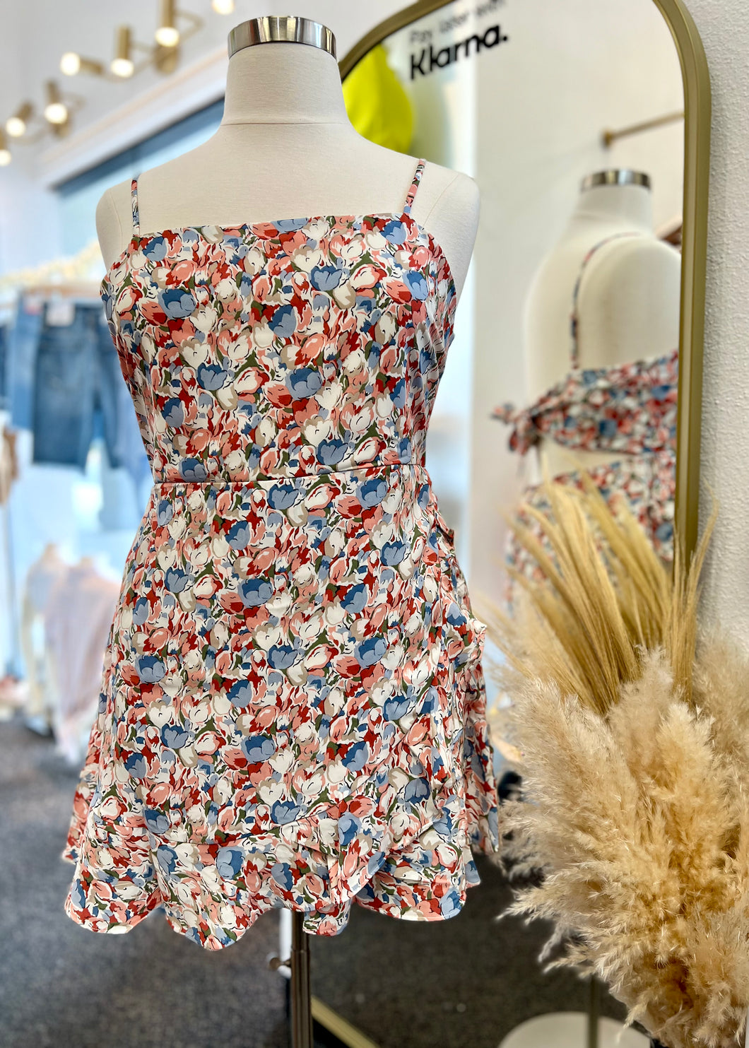 Sheila Floral Tulips Plus Size Open Back Dress