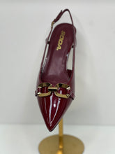 Load image into Gallery viewer, Lauren Burgundy Sling Back Buckle Heel