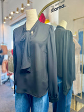 Load image into Gallery viewer, Pearl Long Sleeve Tie Front Blouse