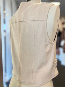 Kim Ivory Suede Silver Detailed Open Vest