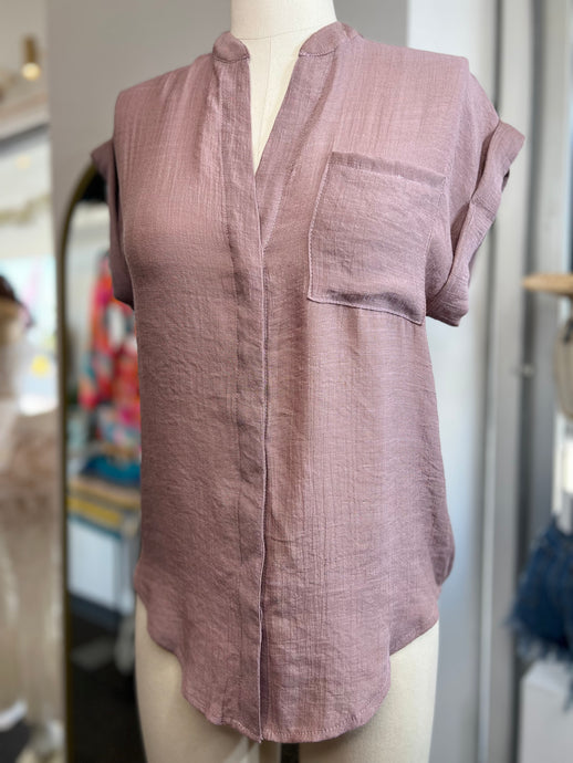*CLEARANCE* Mauve, Ivory, Slate Blue, Rust Cap Sleeves Top