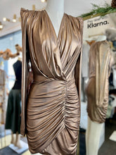 Load image into Gallery viewer, Aura Long Sleeve V-Neck Puff Shoulder Mini Dress