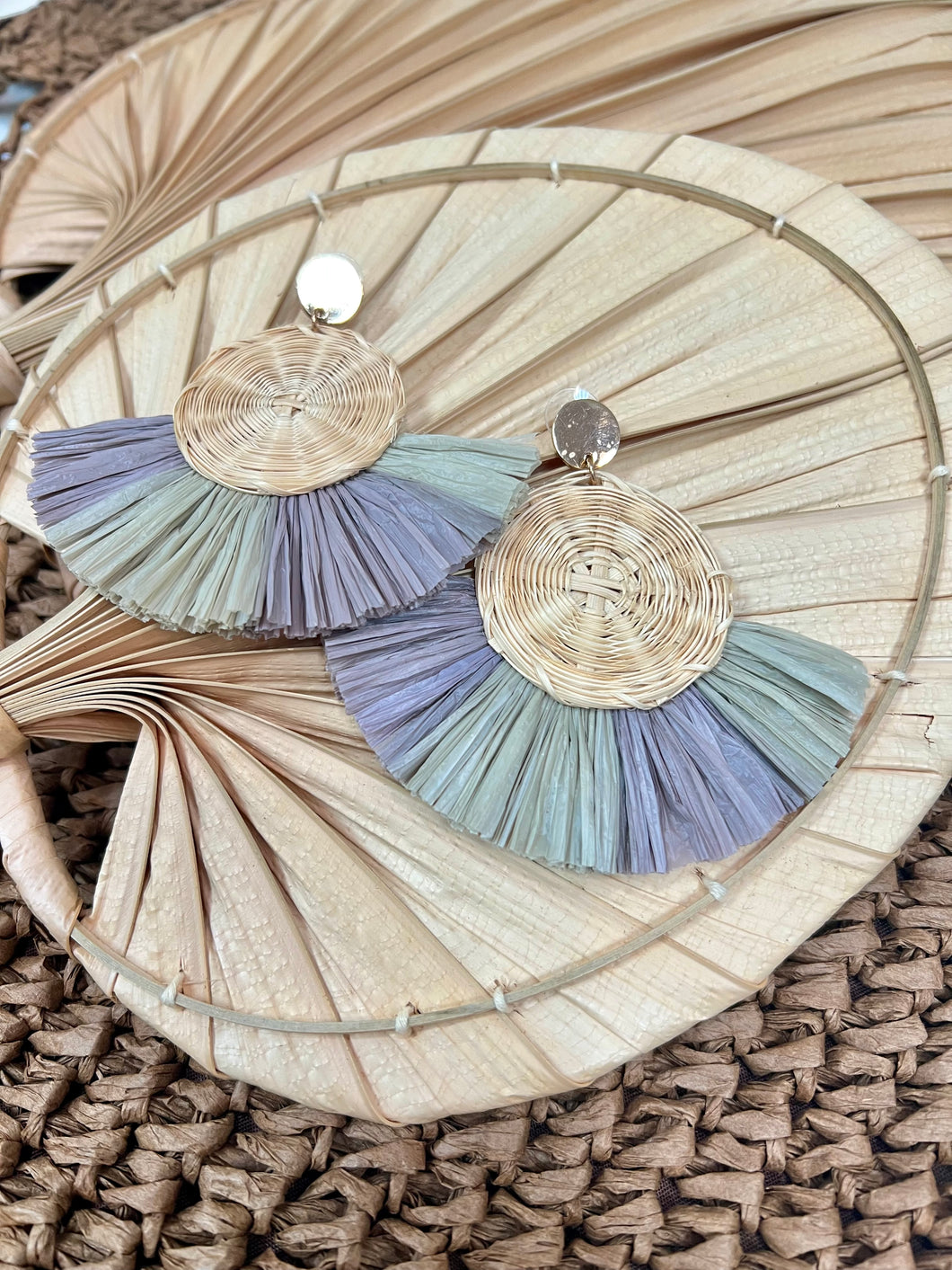 Anabel Olive and Gray Straw Earrings