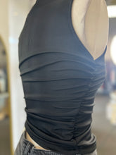 Load image into Gallery viewer, Marlene White Ribbed Knit Ruched Side Sleeveless Top