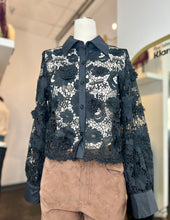 Load image into Gallery viewer, Jayleen Black Transparent Floral Collared Top