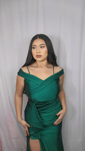 Tianna Teal Off Shoulder Evening Dress