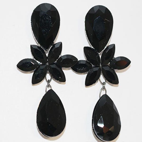 Black Double Teardrop flower Cystal fashion earrings