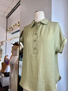Amie Collared Button-Down Roll Sleeve Shirt