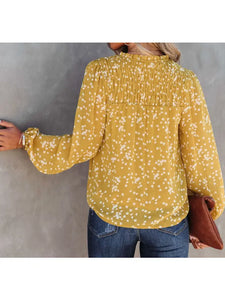 Faith Foliage Smocked Long Sleeve Blouse