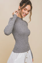 Load image into Gallery viewer, Samara Heather Grey Fitted Ribbed Knit Sweater