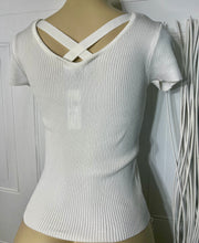 Load image into Gallery viewer, *CLEARANCE* Amanda White Short Sleeve Ribbed Top