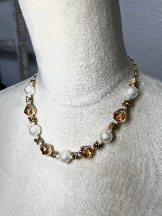 Celine Citrine and Faux Pear Necklace