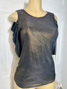 Clearance*** Klarissa Off the Shoulder Short Sleeve Shimmer Top