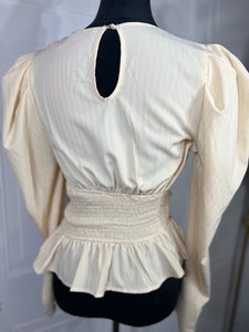 Larissa Cream Long Sleeve Smocked Waist Top