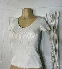 Load image into Gallery viewer, *CLEARANCE* Amanda White Short Sleeve Ribbed Top