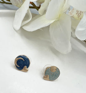 Larissa Blue Sun And Moon Mini Earrings