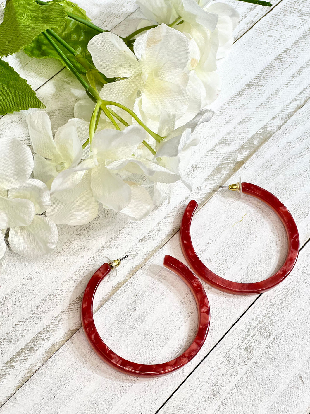 Taylor Red Acrylic Push Back Hoops