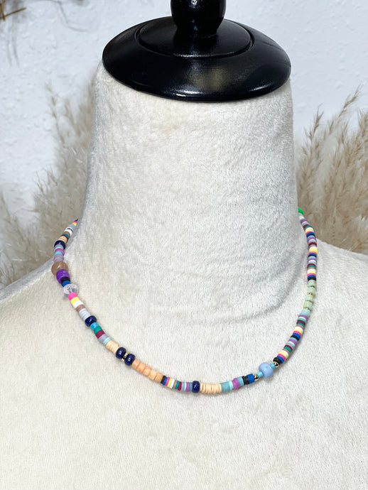 Evelyn Multi-Color Rubber and Beaded Short Necklace