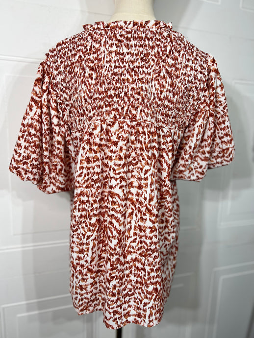 Ashley Rust Animal Print Stretchy Blouse